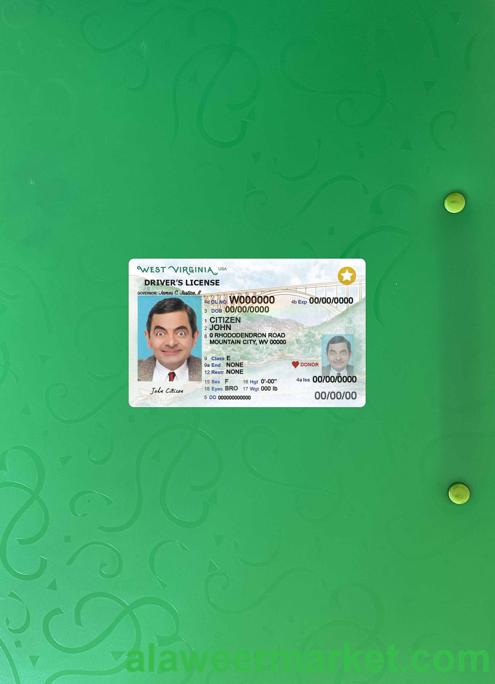 USA West Virginia driving license photolook 2023-present front